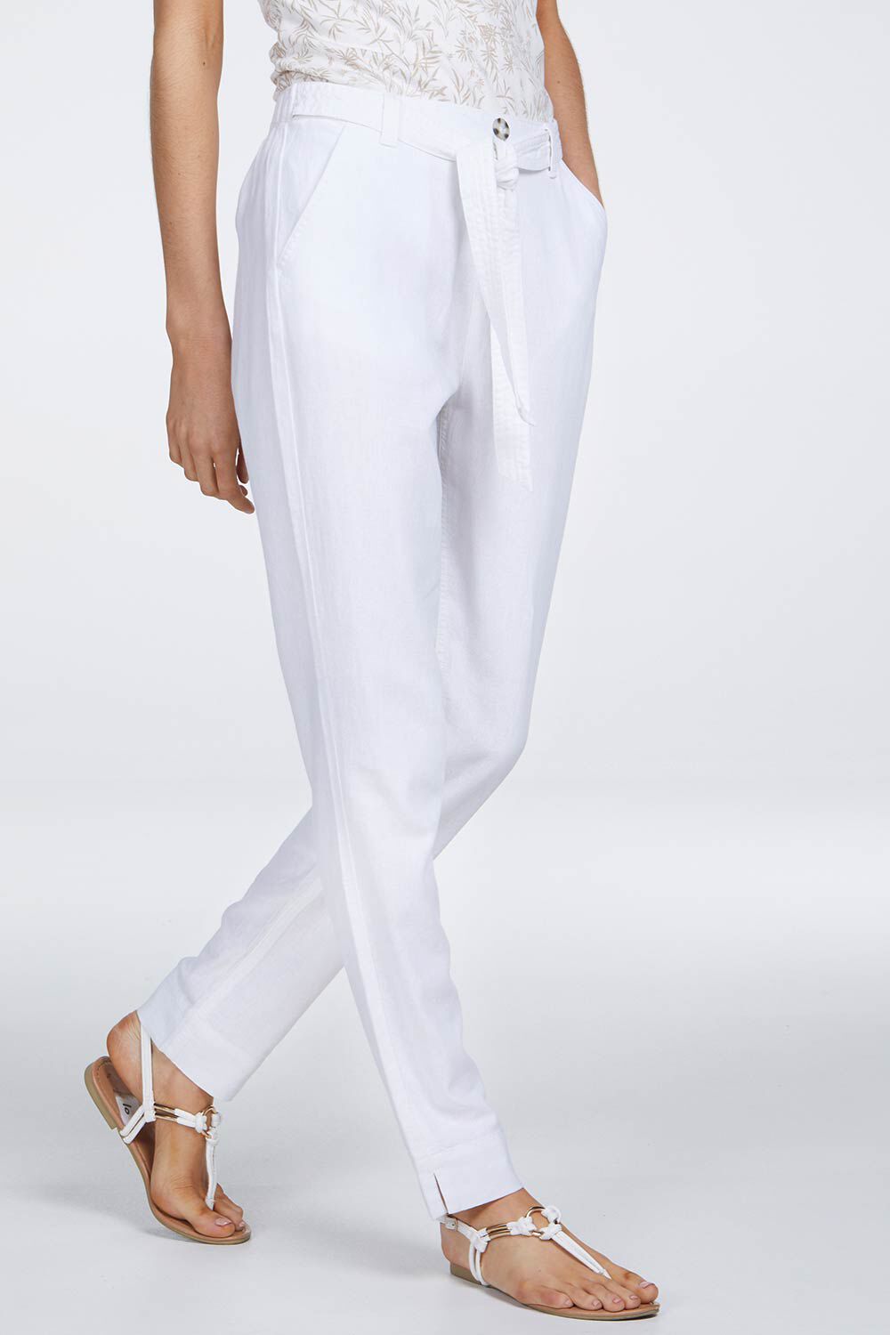 Buy WES Formals Solid Off White Slim Tapered Fit Trousers from Westside
