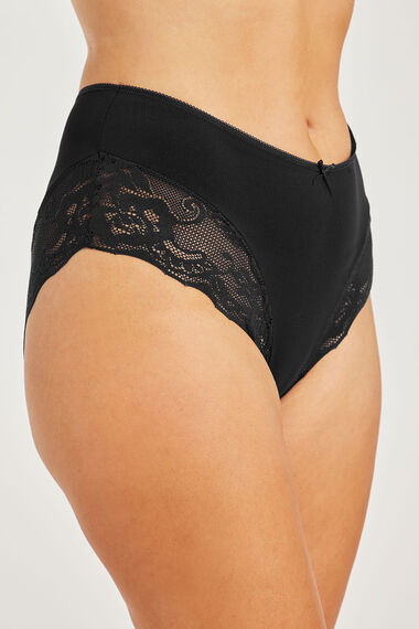 NEXT Microfibre And Lace Knickers Black Women Packs