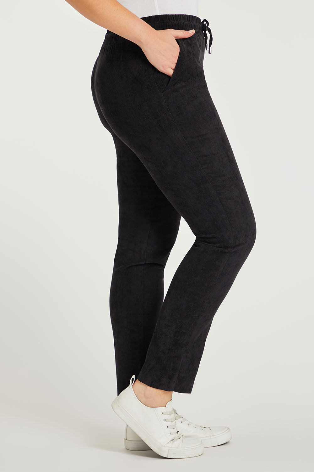 Black Corduroy Cropped Trousers  New Look