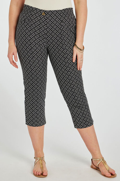 Geo Print Essential Cropped Trousers | Bonmarché