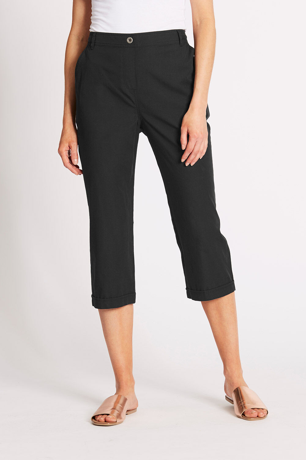 Wrinkle Free PullOn Crop Trousers at Cotton Traders