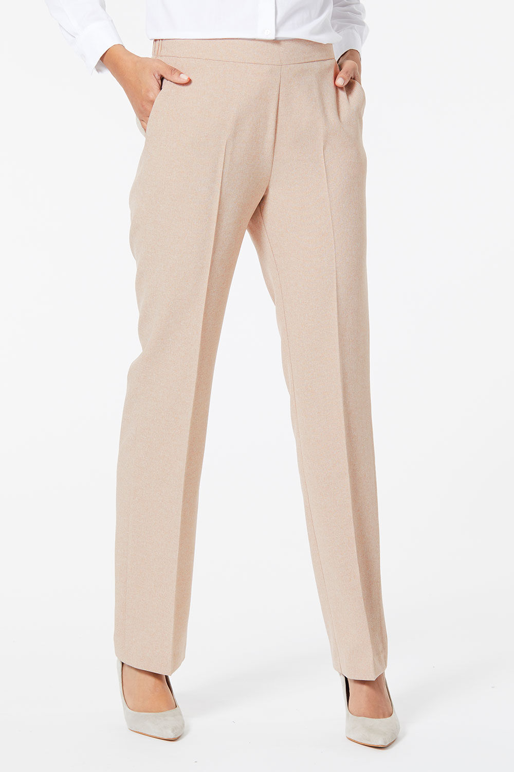 Essential Elastic Back Plain Crop Trousers  Bonmarché