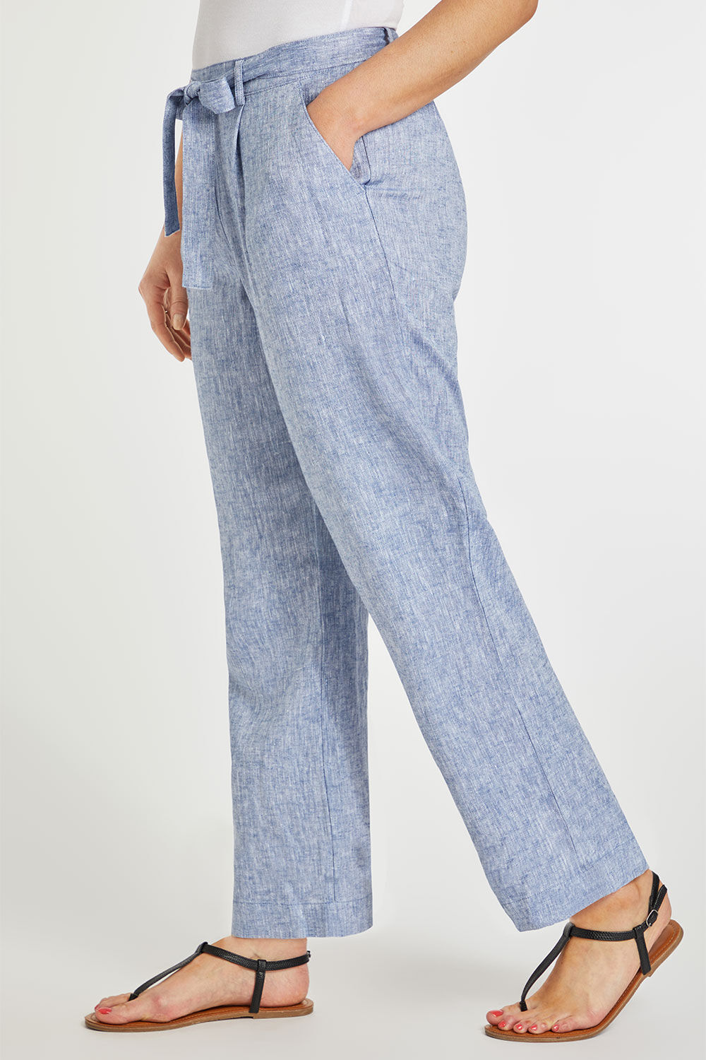 Mid Blue  Linen Tapered Leg Trouser  WoolOvers US