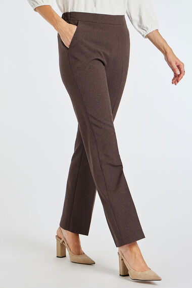 Brown pants for women - Tummy tucker straight leg-2 back pockets
