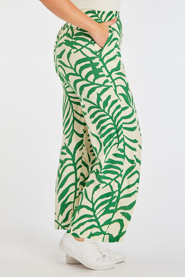 Green Palm Tree Print Trousers