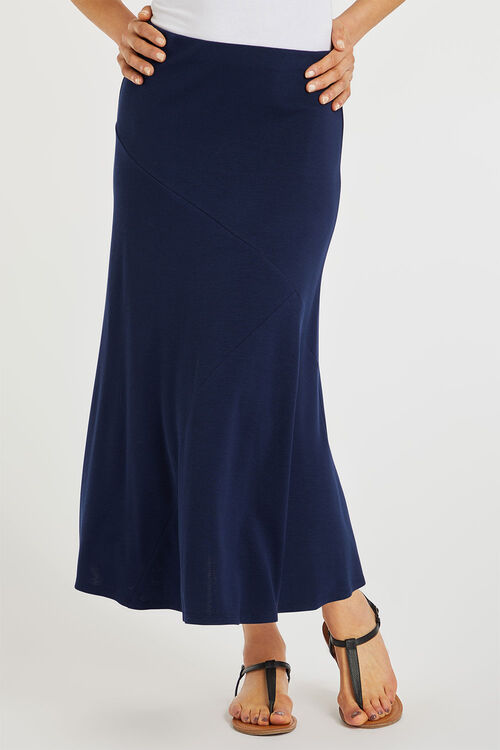 Navy Plain Cut and Sew Panelled Skirt | Bonmarché