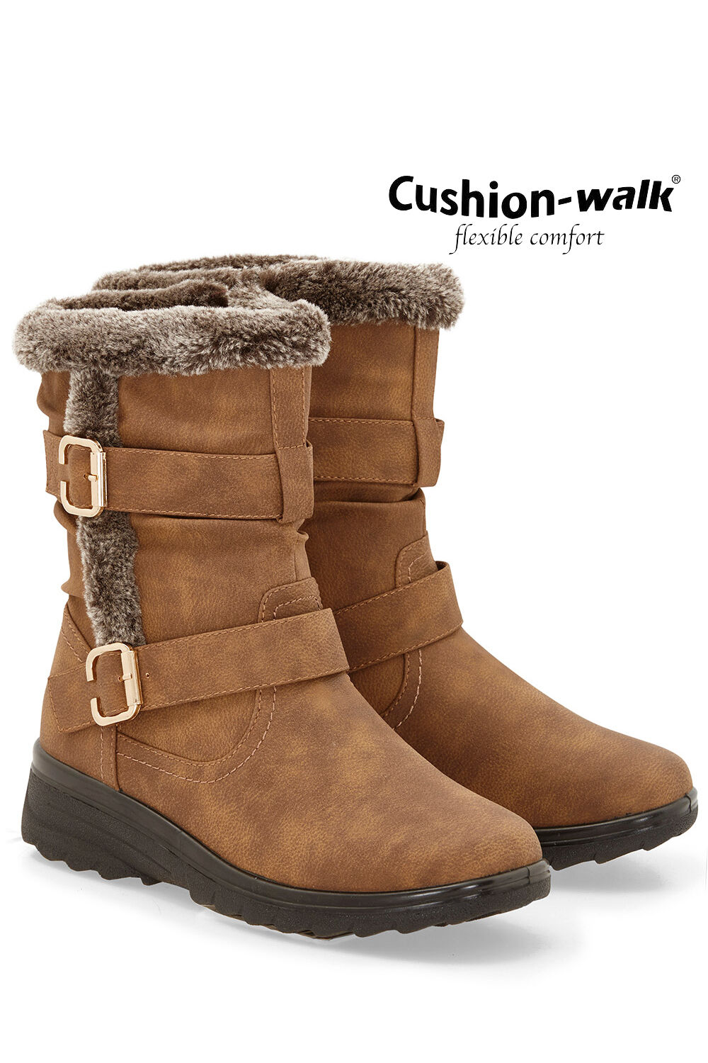 Cushion Walk Calf Length Boot with Faux 