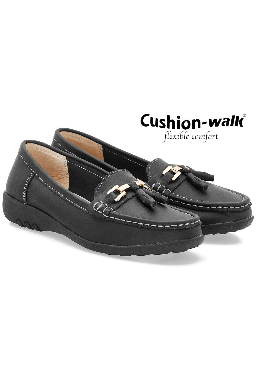 Cushion Walk Leather Moccasin with Gold 