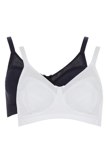 Buy Black & White Non-Wired Comfort Lounge Bra 2 Pack - 40D