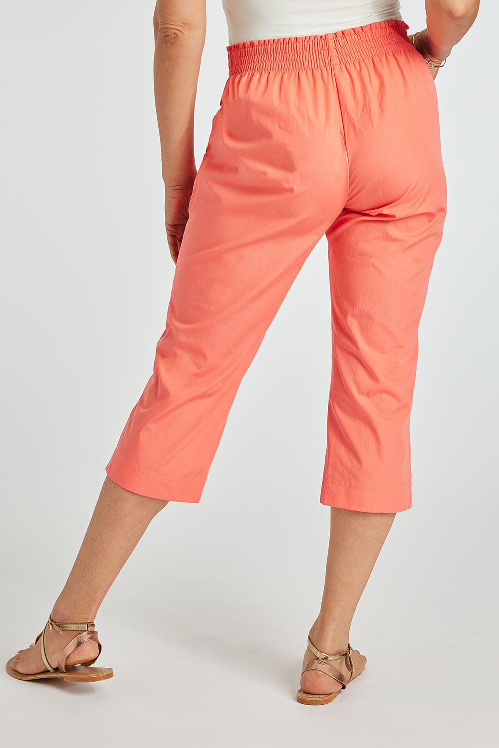 Essential Elastic Back Plain Crop Trousers  Bonmarché