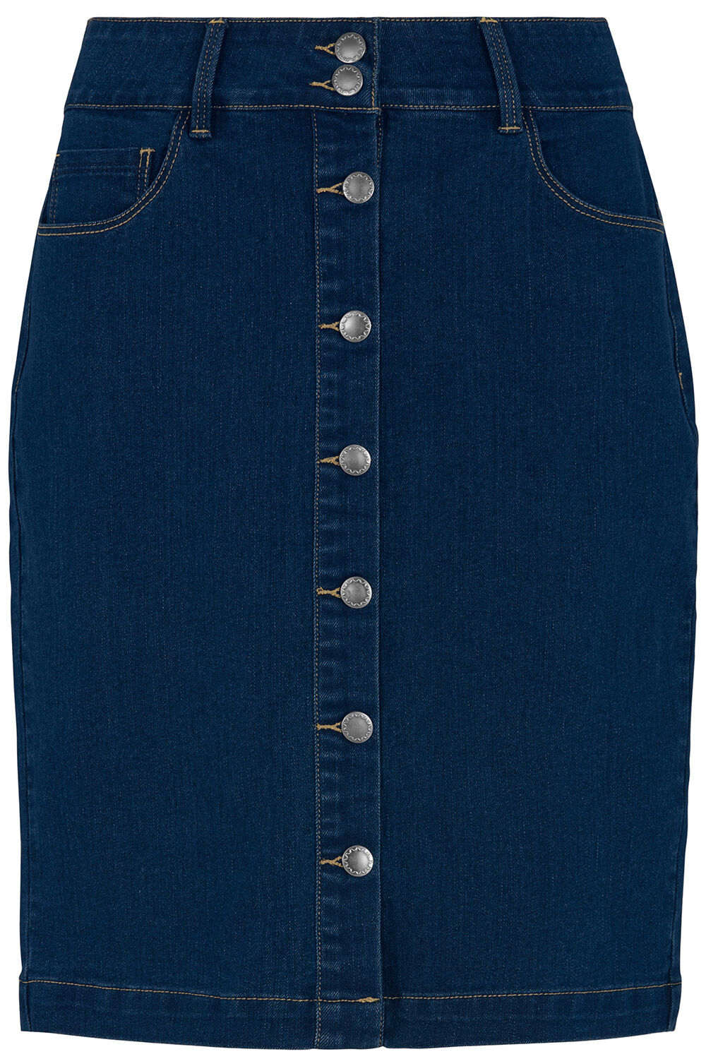 denim midi skirt with buttons