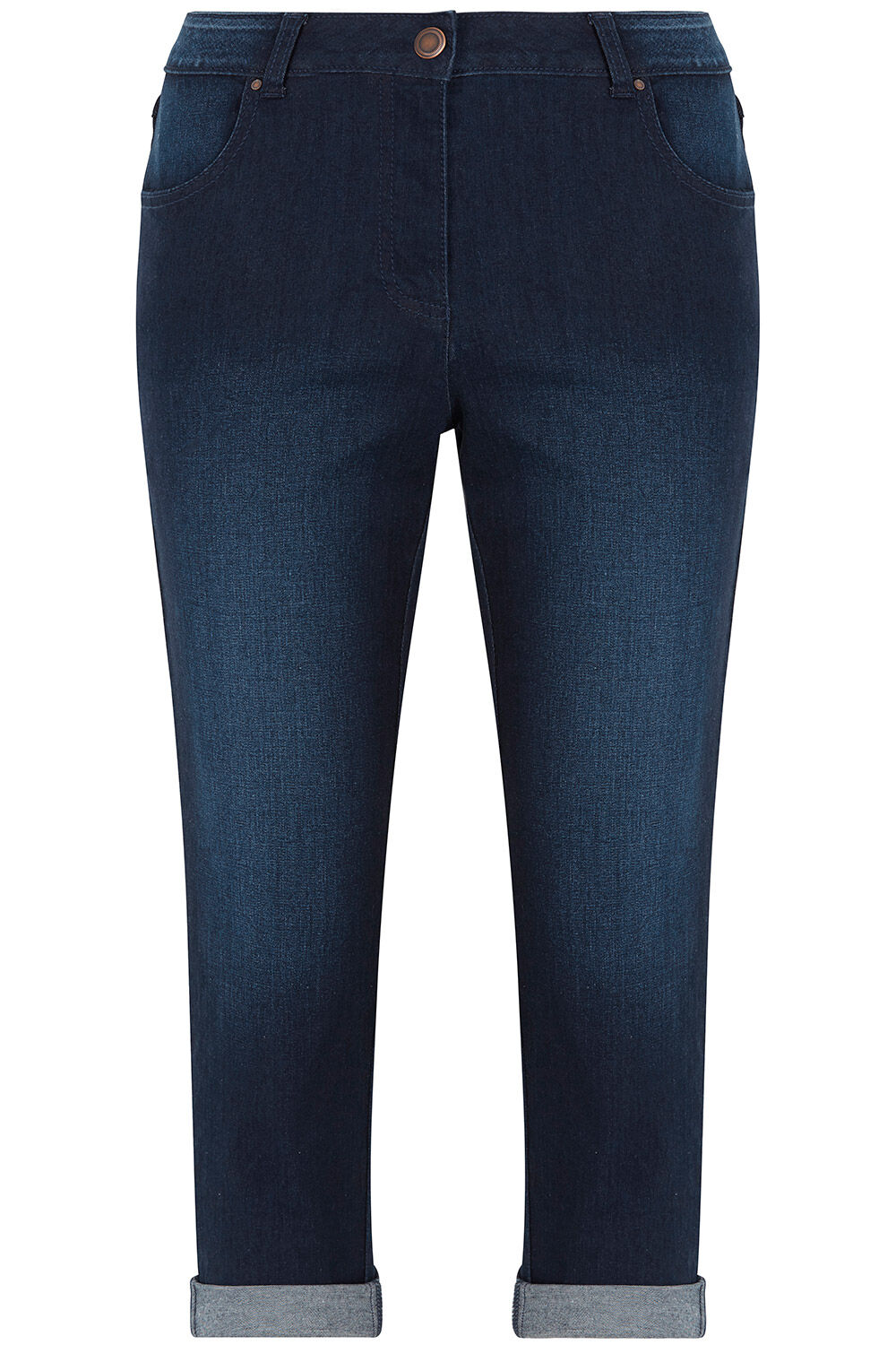 Woman BLUE Cropped denim trousers with stretch waistband  Cotton¤Synthetic¤Elastane NARCY | Afibel