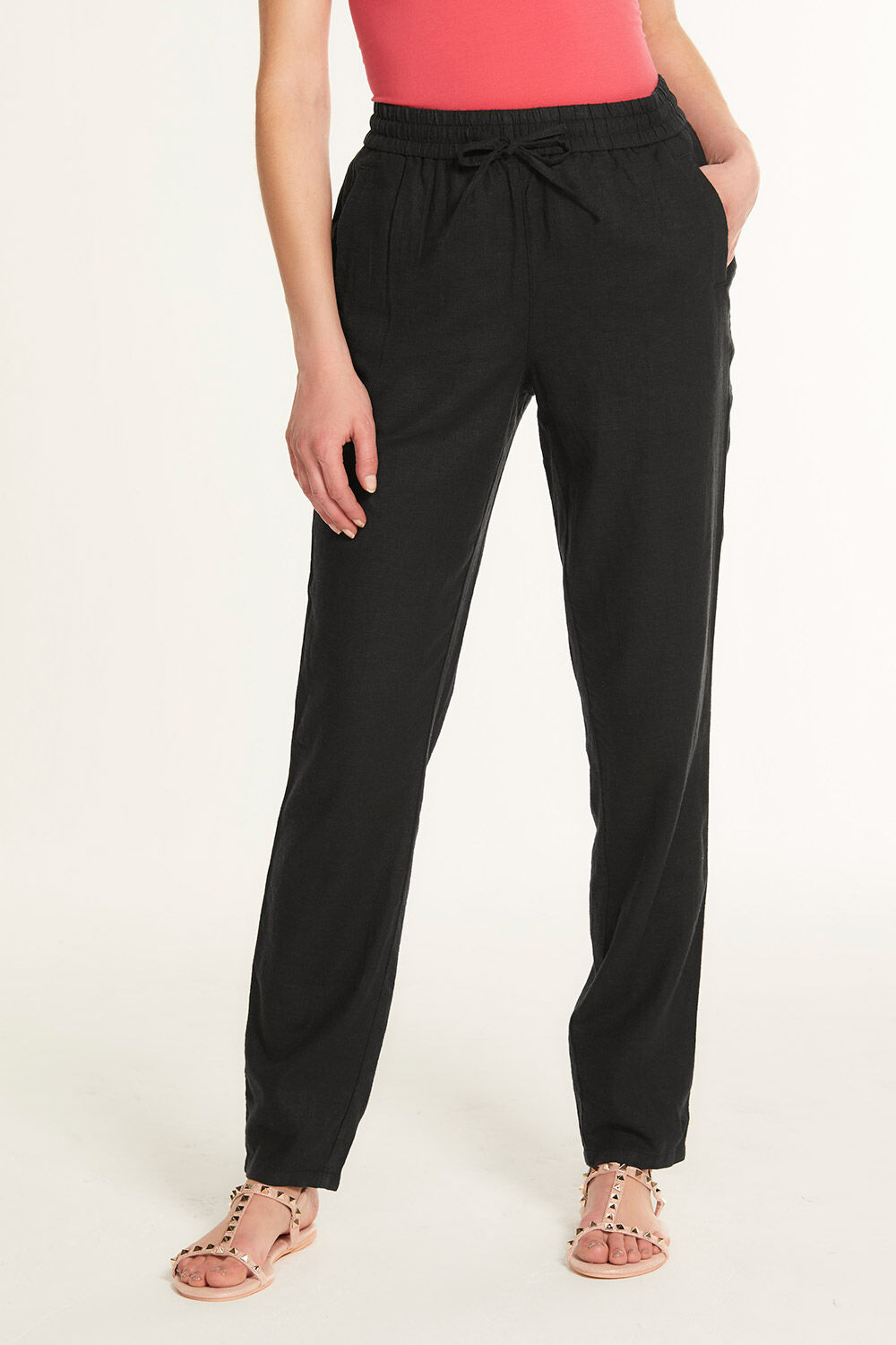 linen blend tapered trousers