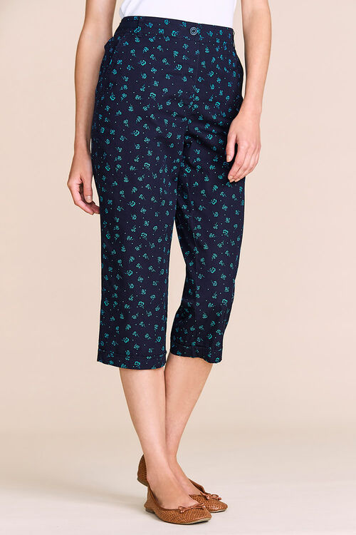 Buy Floral Print Cotton Cropped Trousers | Home Delivery | Bonmarché