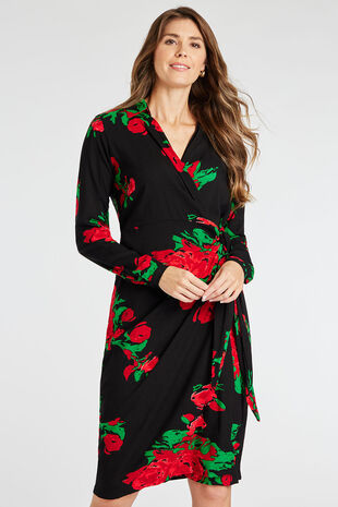 Rose to the Occasion Black Floral Long Sleeve Button Up Top