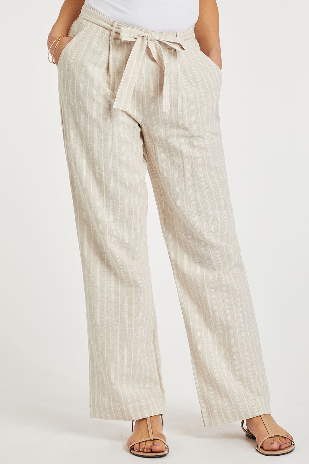 Women Wide Leg Ladies Bottoms Cotton Linen Trousers Long Pants Elasticated  Waist | Fruugo TR