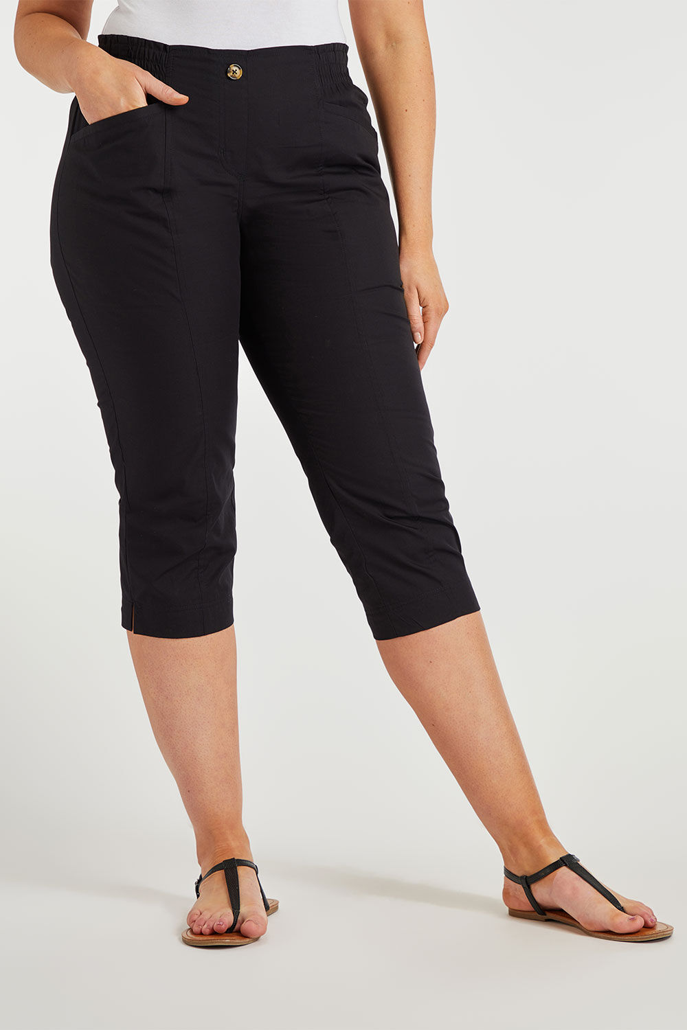 TheMogan Women's PLUS Slit Pocket Mid Rise Stretch Capri Trouser Mid Calf  Crop Pants - Walmart.com