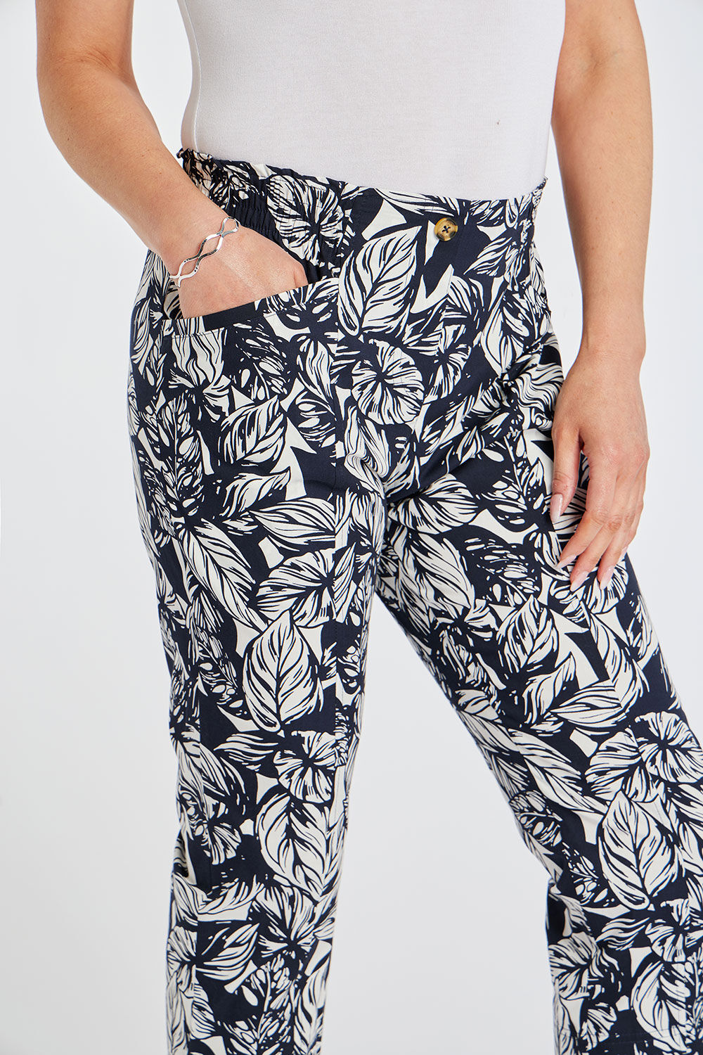 Whistles Cropped Nicola Elasticated Trousers Navy at John Lewis  Partners