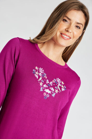 Lucky Brand Women's Embroidered Necklace Thermal Top Long Sleeves