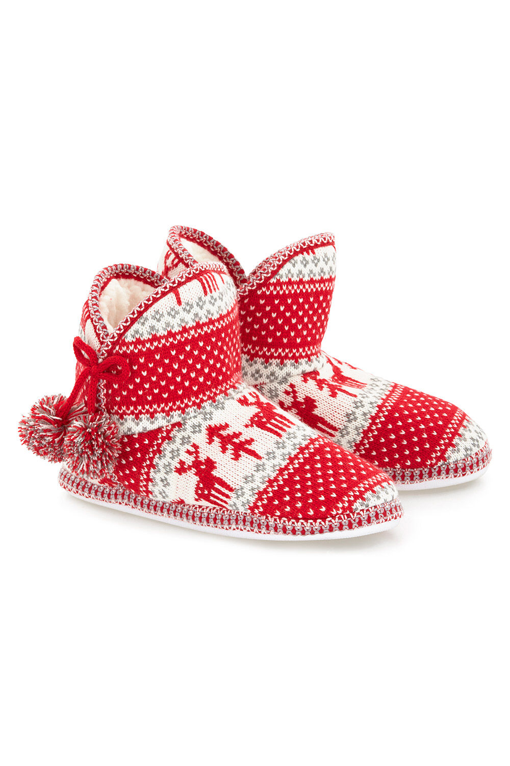 Buy Fairisle Red Bootie Slipper | Home 