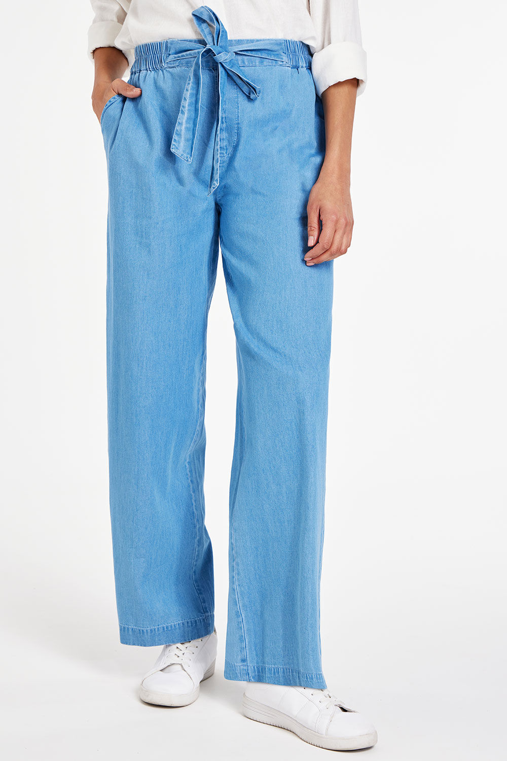 Buy AND Natural Solid Loose Fit Polyester Womens Trousers | Shoppers Stop