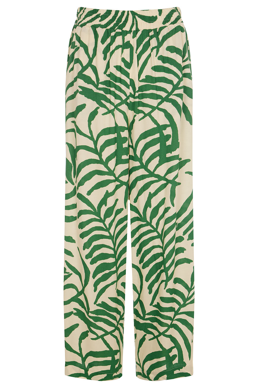 Petite Green Palm Print Wide Leg Trousers – Ro&Zo