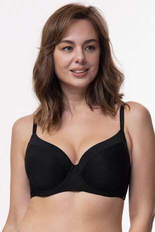 Non Wired Total Support Bra with Striped Detail