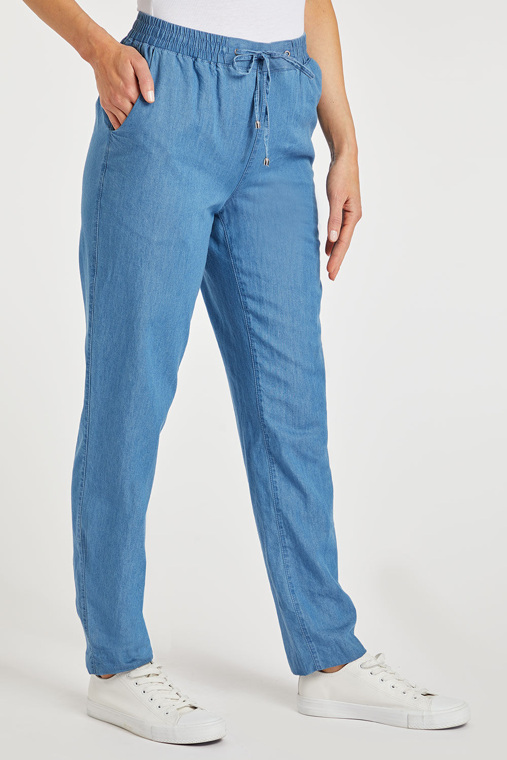 Buy Blue Cotton Linen Pant For Women by Chambray & Co. Online at Aza  Fashions.
