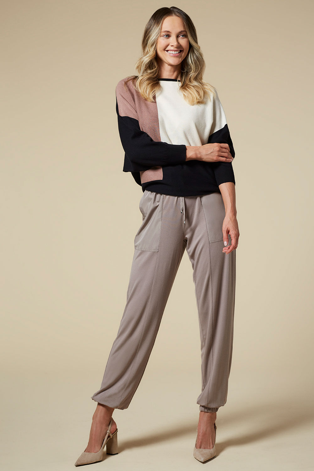 Naya Cuff Trousers with Zip Detail Natural | Cilento Designer Wear
