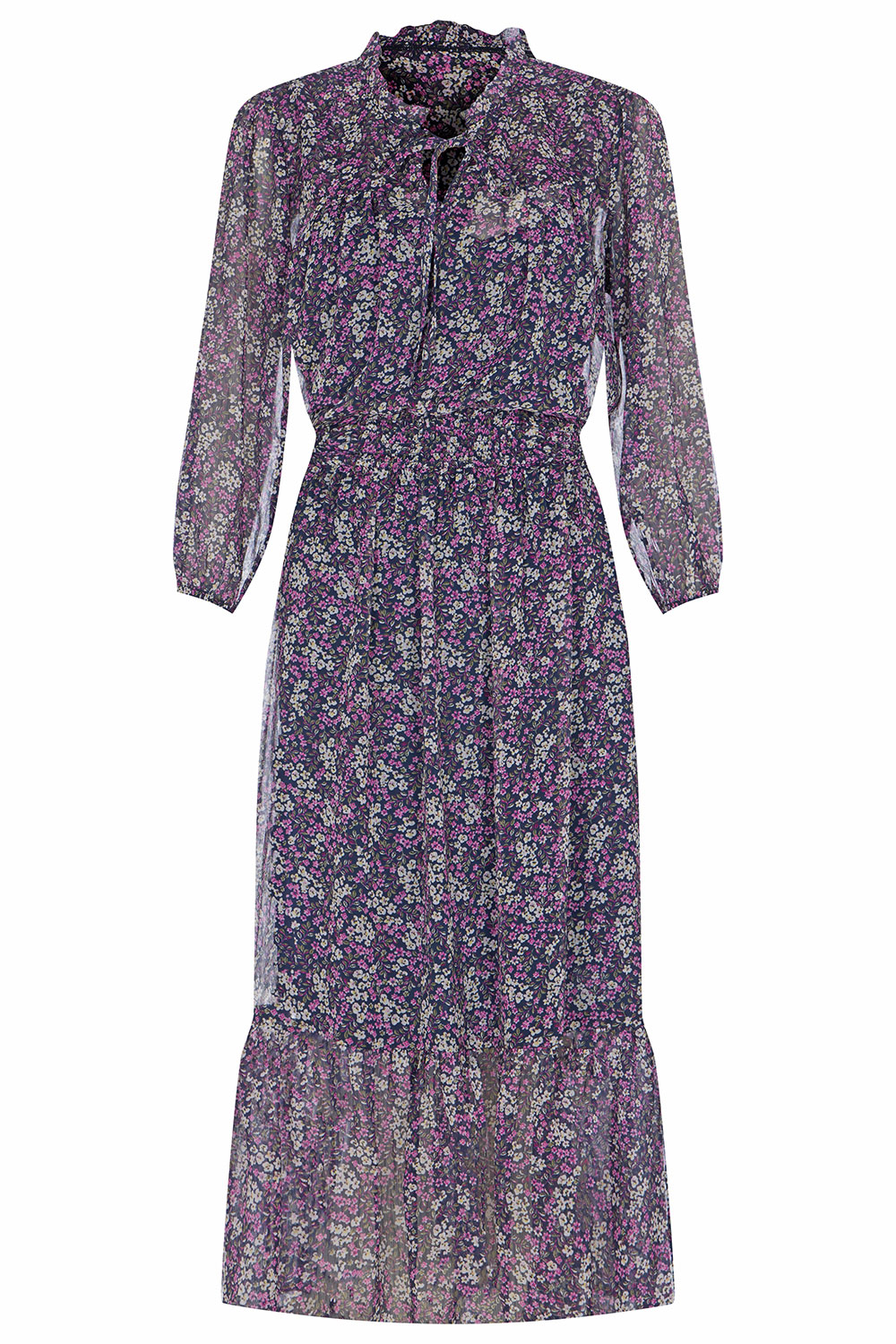 Ditsy Print Shirred Waist Chiffon Dress | Bonmarché