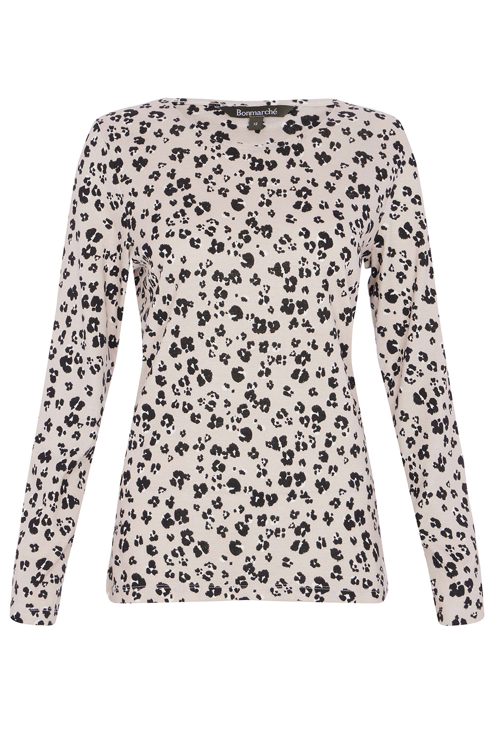 Long Sleeve Animal Print Scoop Neck T-Shirt | Bonmarché