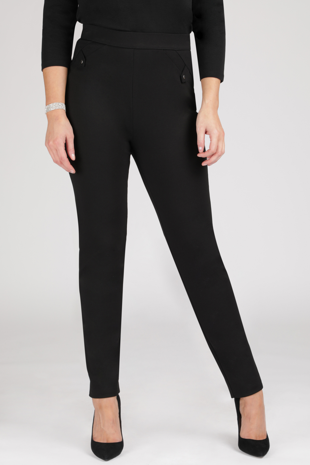 Black Ponte Slim Leg Pants  Women's Pants - Motto Fashions