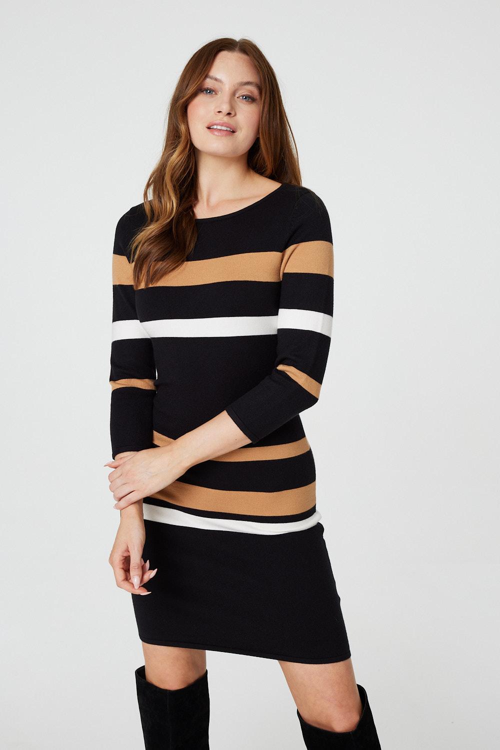 Striped Bodycon Knit Dress | Izabel London