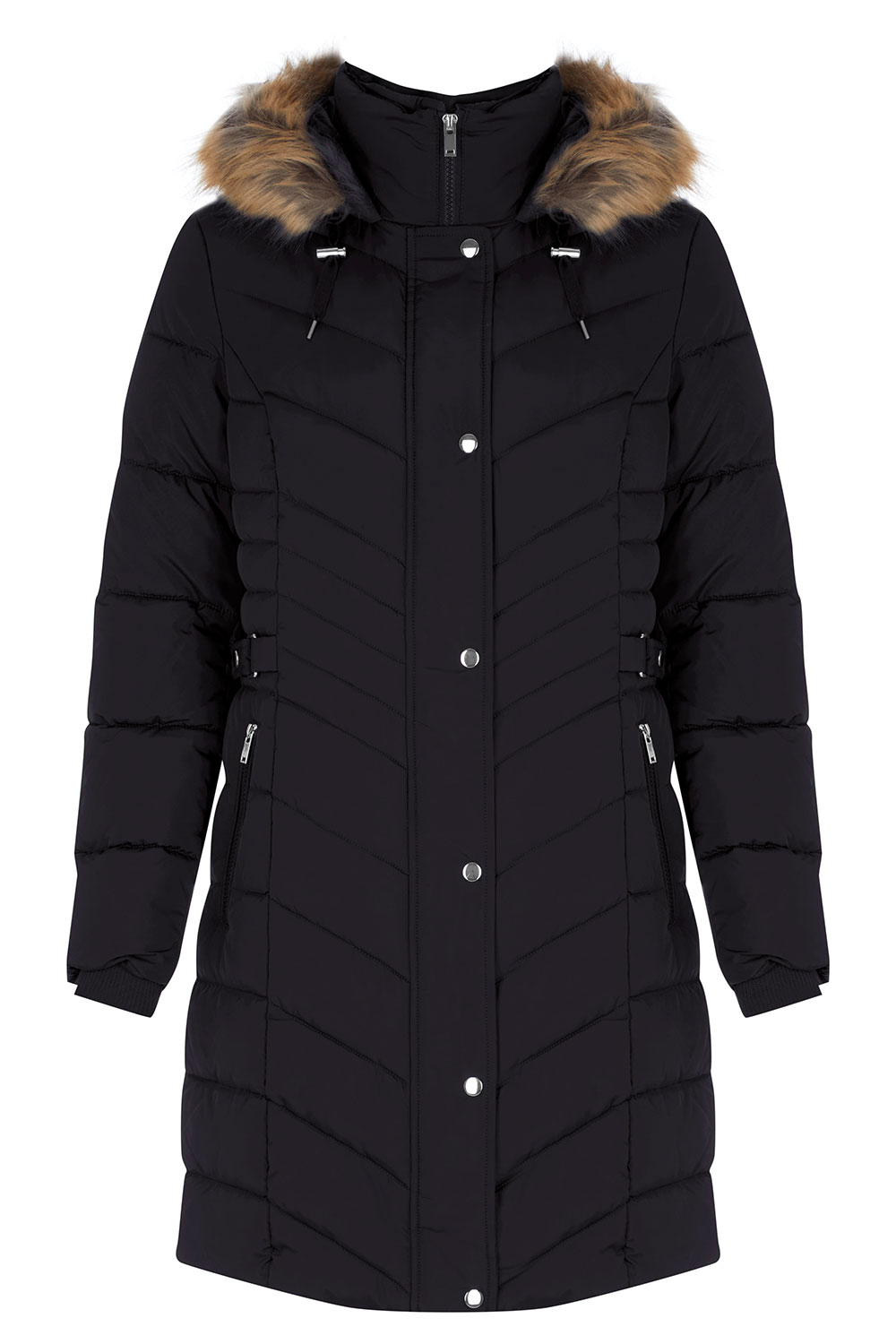 Longline Padded Fur Hood Coat | Bonmarché