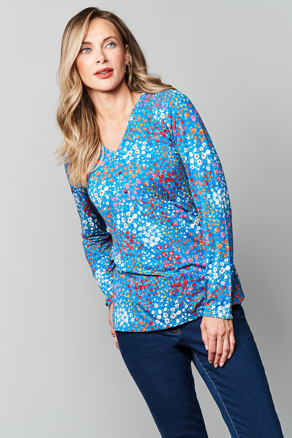 Long Sleeve Ditsy Floral Top | Bonmarché