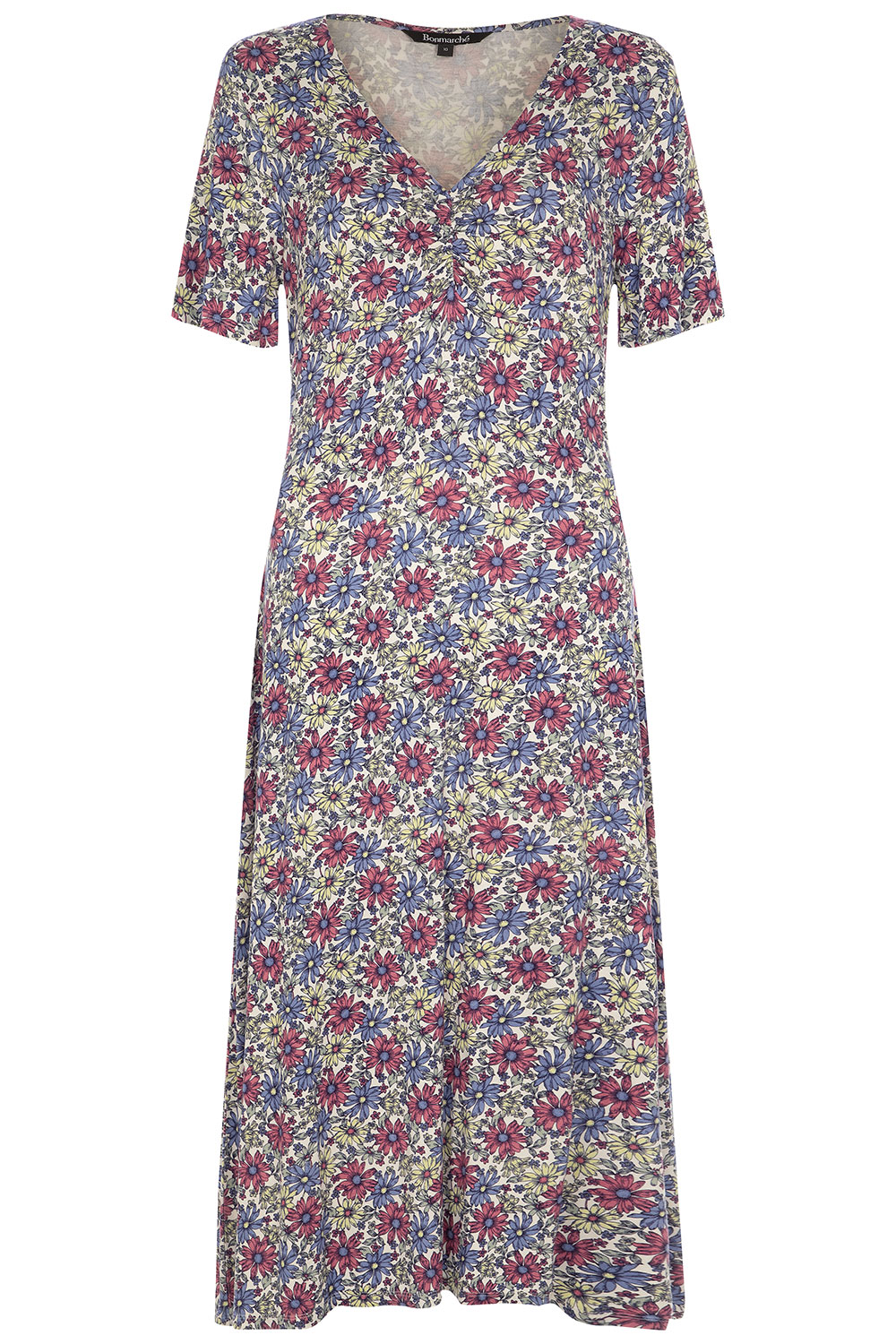 Floral Print Ruched Front Tea Dress | Bonmarché