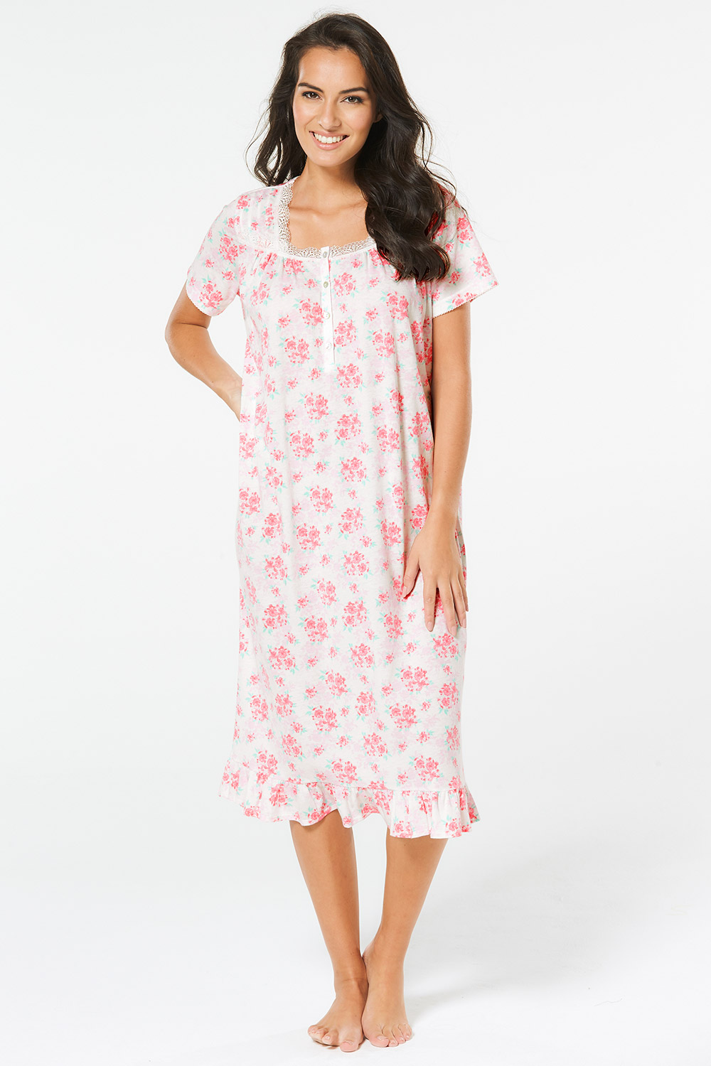 Buy Floral Frill Classic Nightdress | Home Delivery | Bonmarché