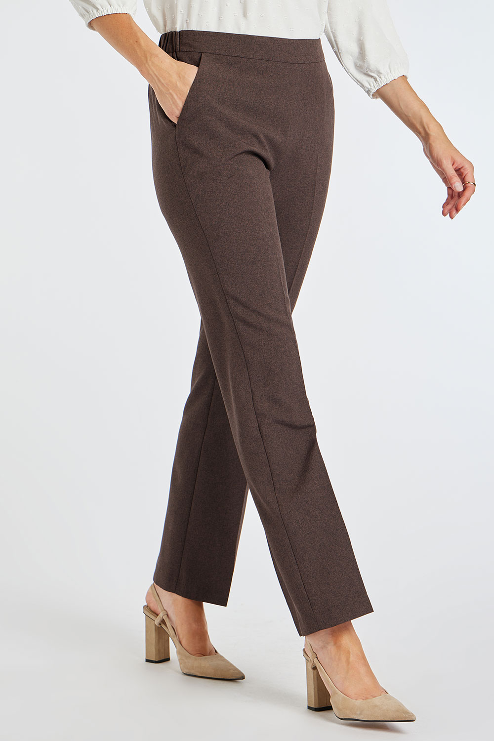 Sofia Trouser | Elasticated Waistband | Mid Grey Marl | Pull on Trousers |  The Able Label |