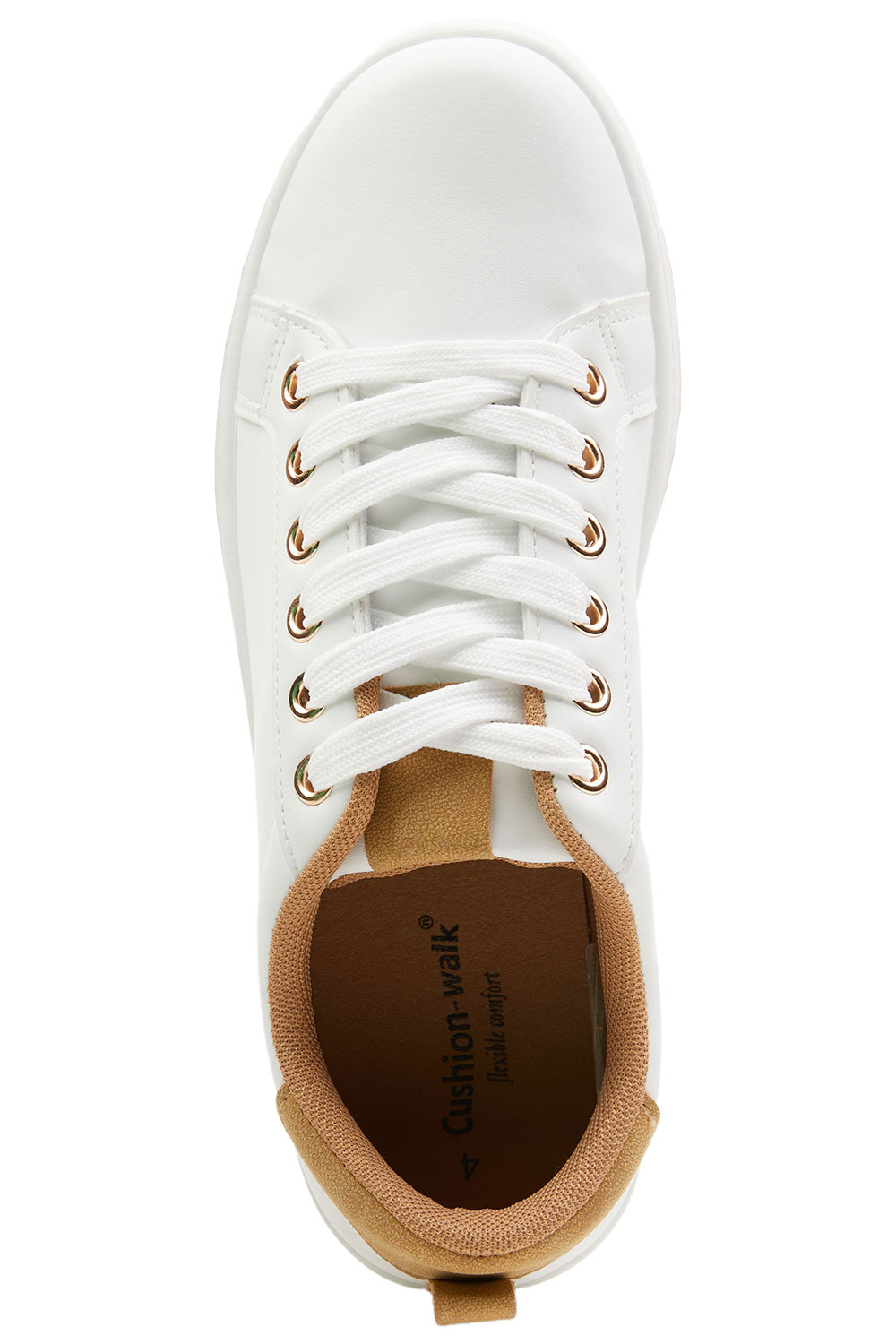 White Lace Up Trainers with Contrast Colour Detail | Bonmarché