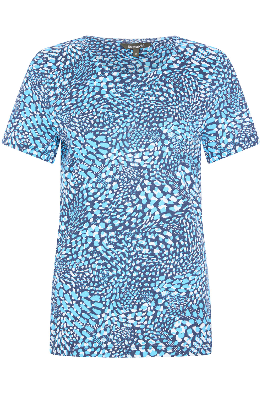 Short Sleeve Abstract Print Scoop Neck T-Shirt | Bonmarché