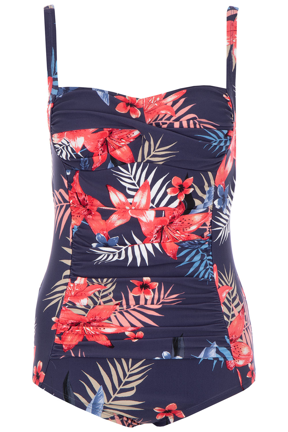 Tropical Lily Ruched Front Swimsuit | Bonmarché