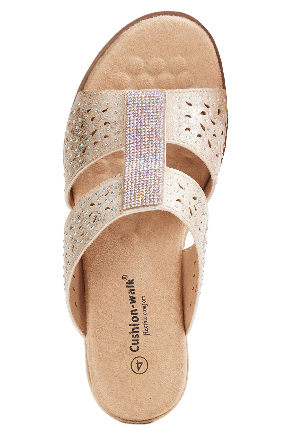 Diamante Stud Wedge Sandals (Wide Fit) | Cushion Walk