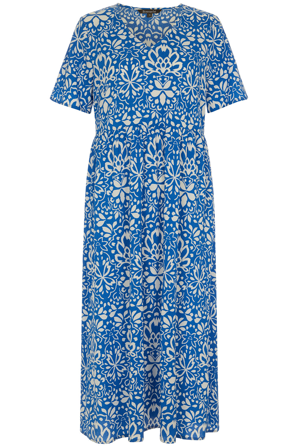 Short Sleeve Tile Print Crinkle Smock Dress | Bonmarché