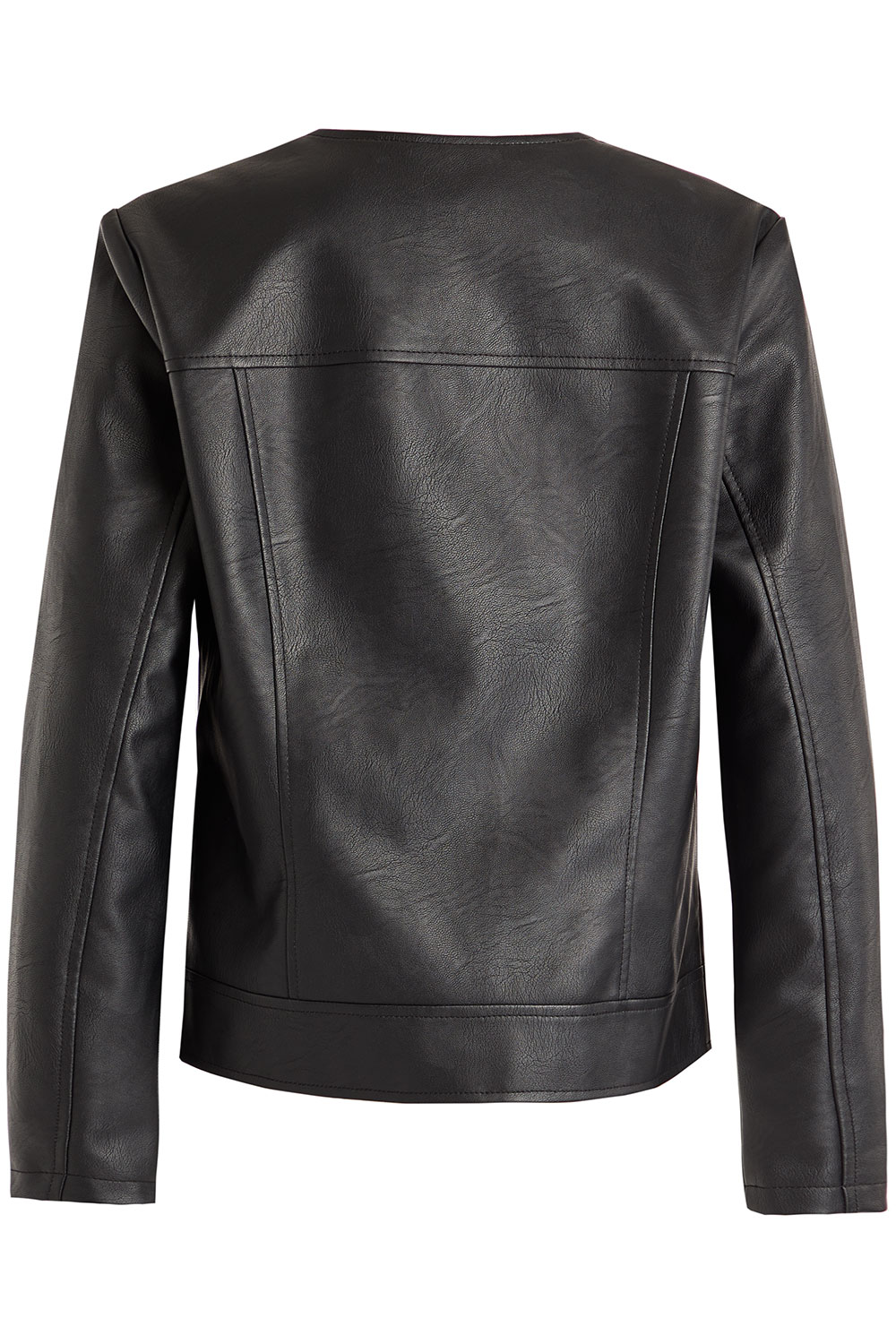 Faux Leather Collarless Jacket | Bonmarché