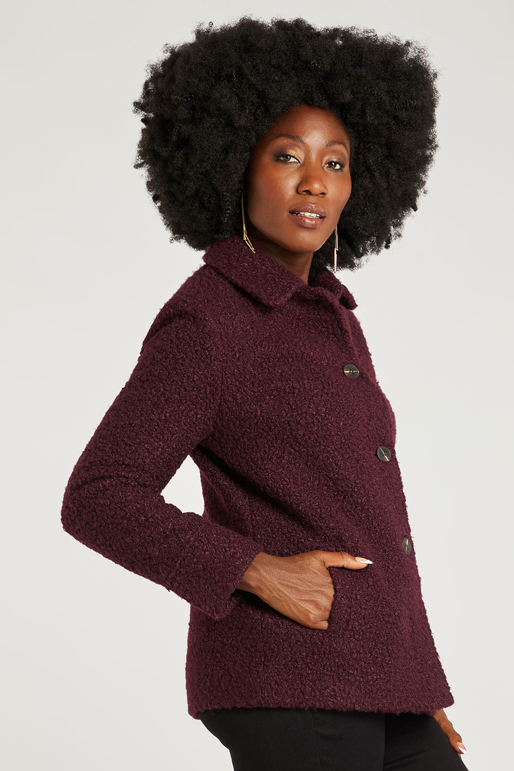 Collared Boucle Coat | Bonmarché