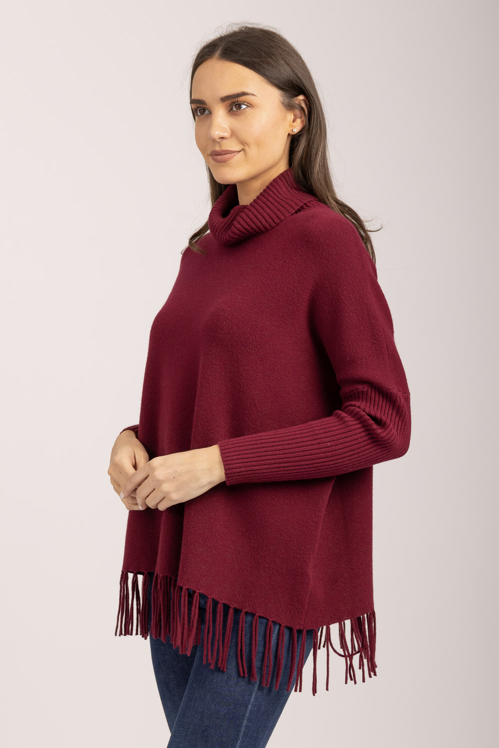 Roll Neck Fringe Hem Jumper | Mudflower