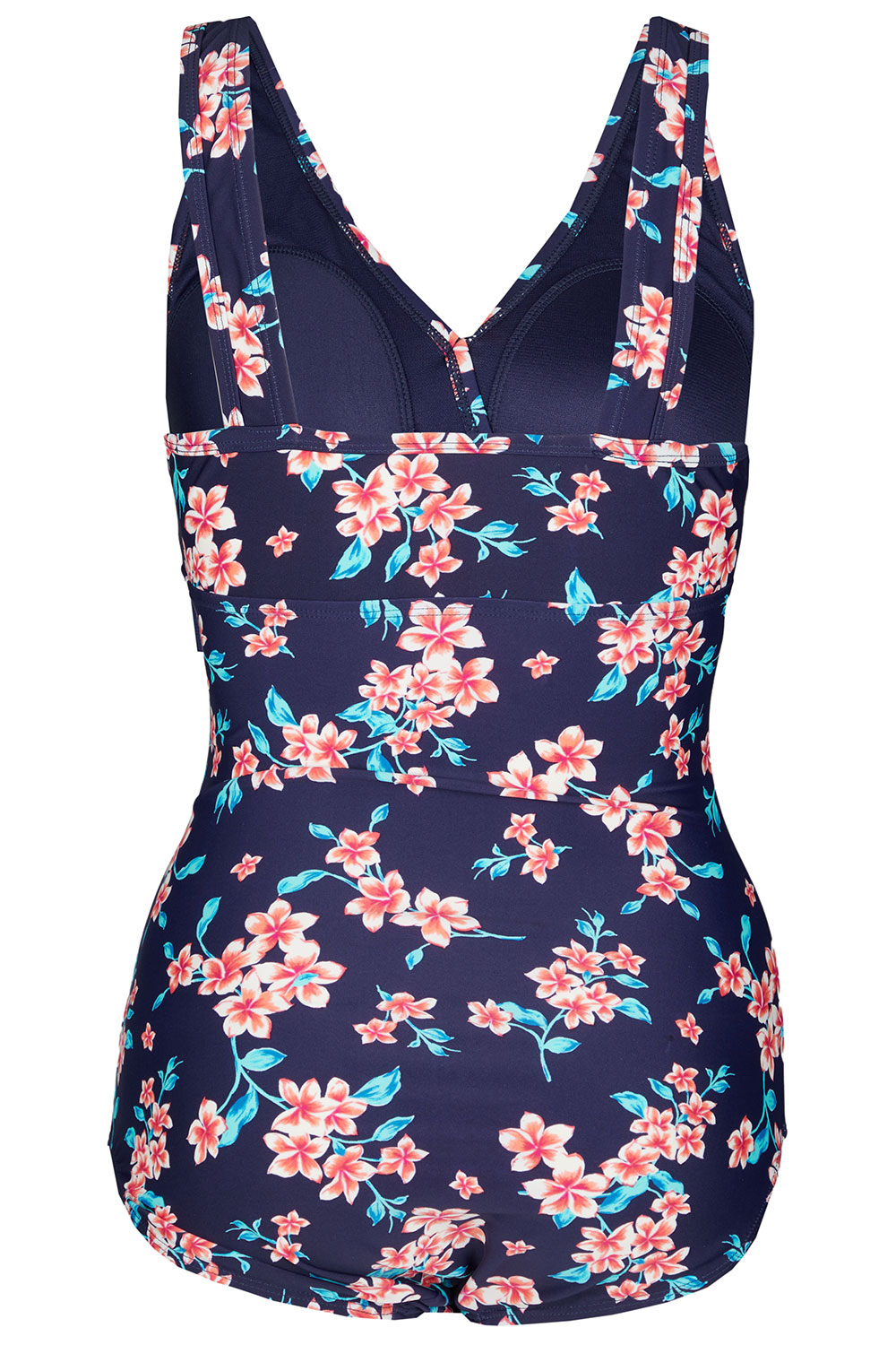 Floral Print Swimsuit with Ruched Front | Bonmarché