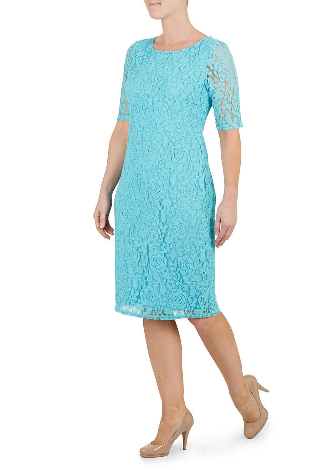 David Emanuel Half Sleeve Lace Dress