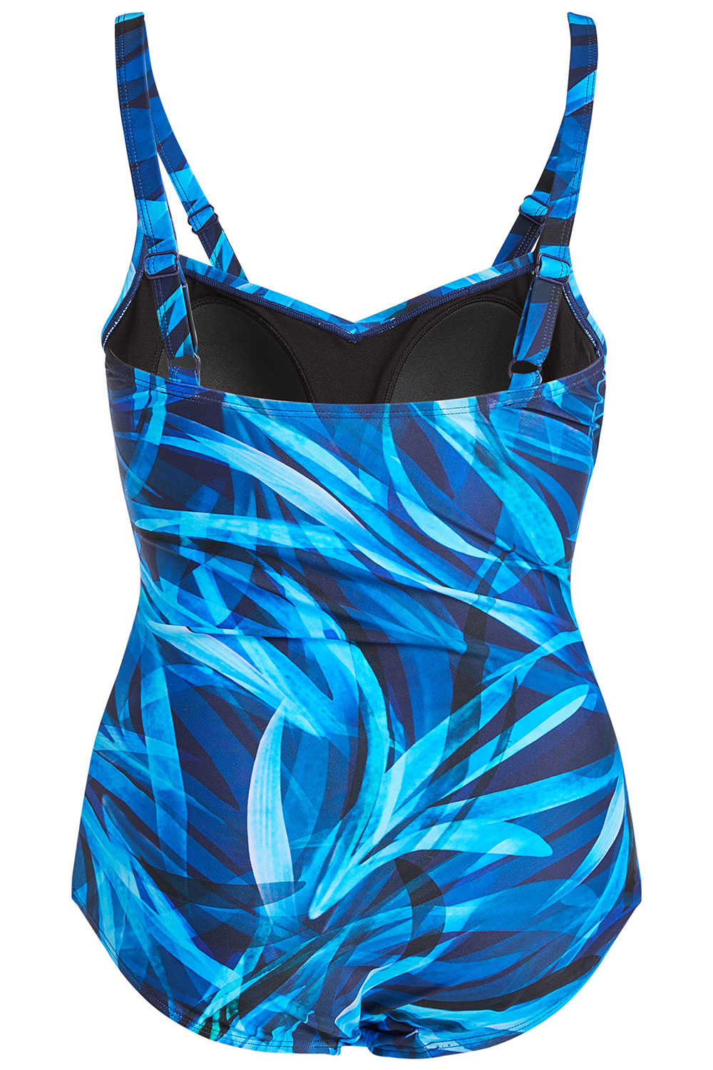 Blue Palm Ruched Front Swimsuit | Bonmarché