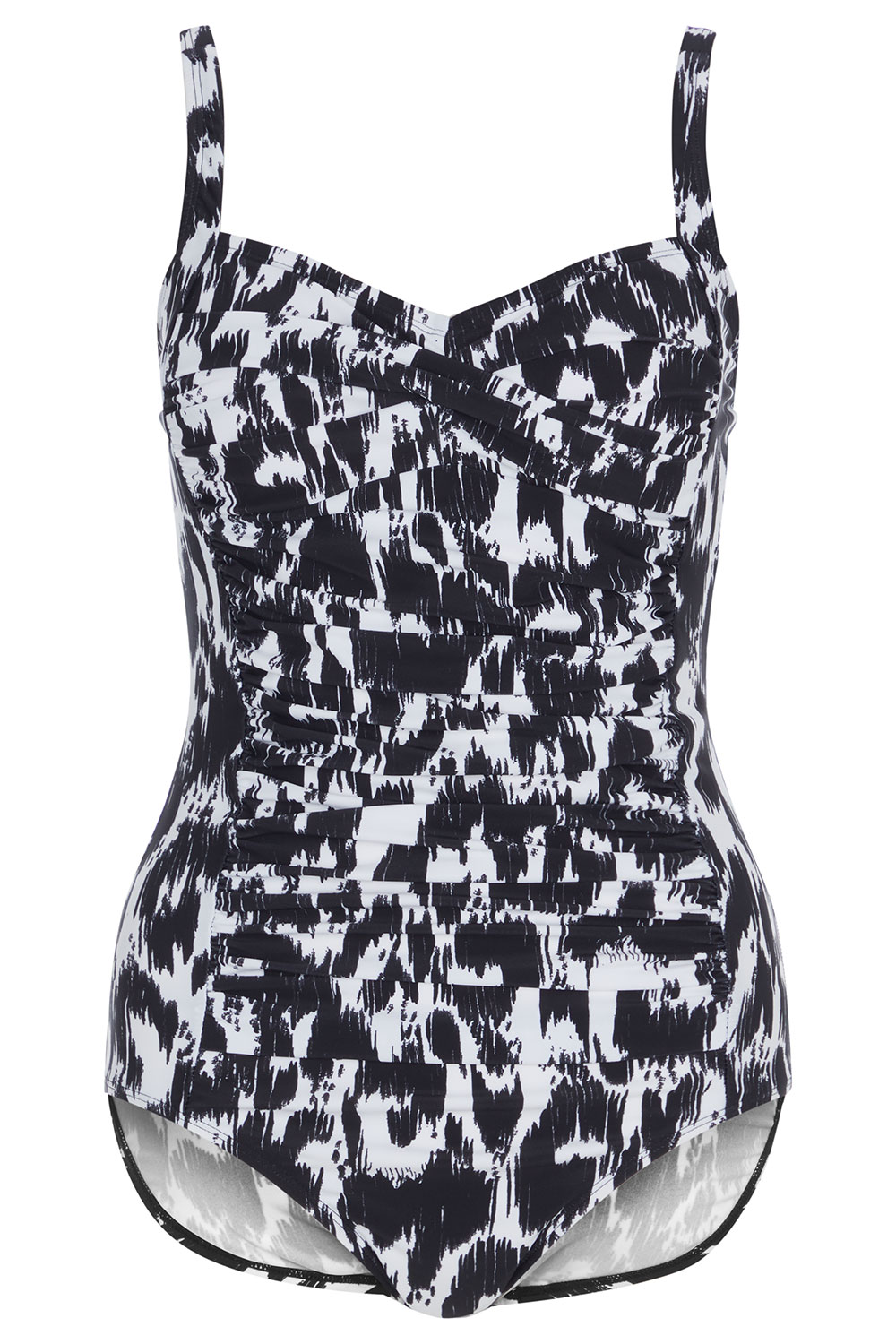 Monochrome Animal Print Swimsuit with Ruched Front | Bonmarché